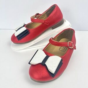 Pipperdoodles Shimmer Red Dress Shoes White Black Bow Gold Buckle EU 35  US 3